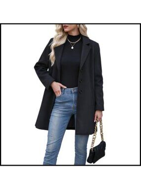 Wool Blend Mid-Length Notch Lapel Single Breasted Pea Coat